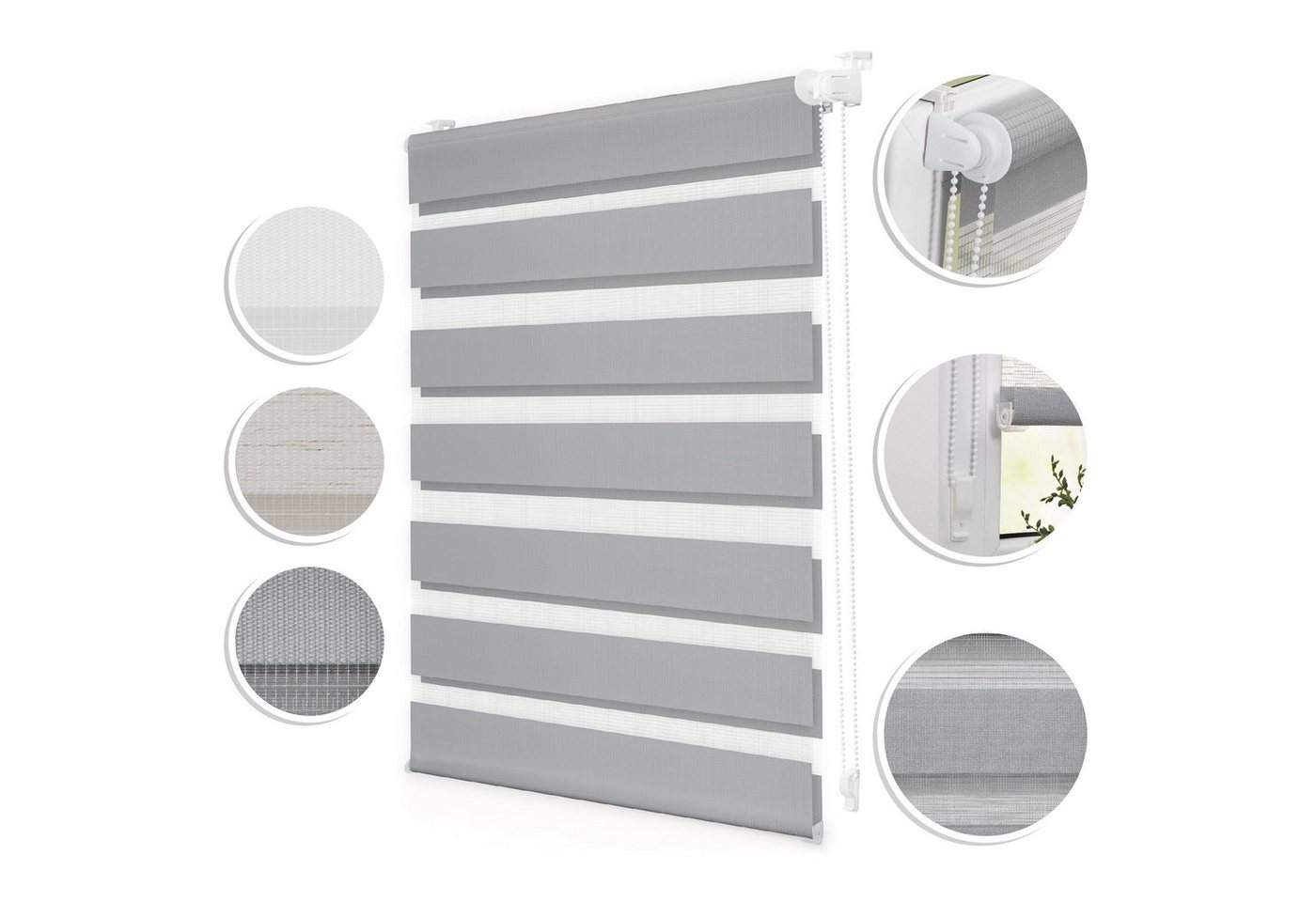 Doppelrollo Duo-Rollo Doppelrollo, Klemmbar, Anschraubbar, freihängend, Klemmbar, Anschraubbar, Klemmfix, ohne Bohren, blickdicht Sichtschutz Sonnenschutz, verstellbarer Klemmträger, Freihängend, Bedienseite frei wählbar (vormontierter Kettenzug kann links oder rechts montiert werden), Stoff 4 cm schmaler als Bestellbreite Doppelrollo Duo-Rollo Doppelrollo, Klemmbar, Anschraubbar, freihängend, Klemmbar, Anschraubbar, Klemmfix, ohne Bohren, blickdicht Sichtschutz Sonnenschutz, verstellbarer Klemmträger, Freihängend, Bedienseite frei wählbar (vormontierter Kettenzug kann links oder rechts montiert werden), Stoff 4 cm schmaler als Bestellbreite von Roomy