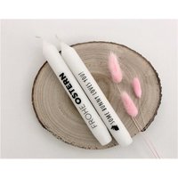 Oster Kerzen Mit Botschaft | Zwei Stabkerzen Schwarz Weiß Inkl. Grußkarten Geschenk Set Frohe Ostern Some Bunny Loves You von RoosGiftShop