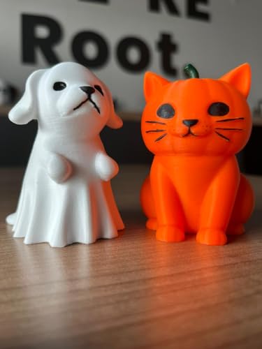 Root Made Geisterhund und Kürbis Katze Set 2-teiliges Minifiguren-Set Halloween Dekor von Root Made