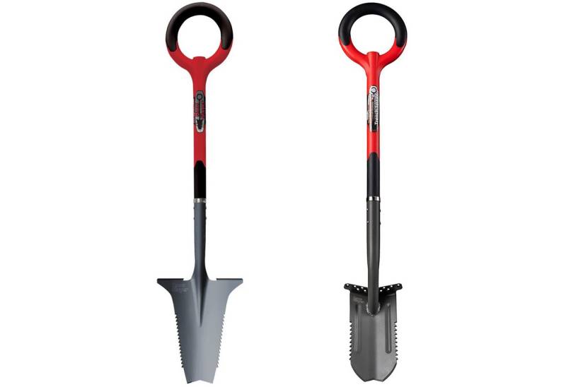 Root Slayer® Spaten Radius Wurzelspaten Mehrzweckschaufel, (Spar Set, 2-St., Wurzelspaten + Grabenspaten), Multifunktionsspaten, Klinge mit Zähnen zum Schneiden der Wurzeln von Root Slayer®
