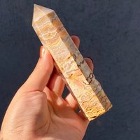 Pastel Crazy Lace Achat Turm Natürlicher Druzy Kristall von ROOTSANDAURA
