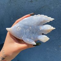 Achat Fisch Schnitzerei Selbststehendes Kristalldekor von ROOTSANDAURA
