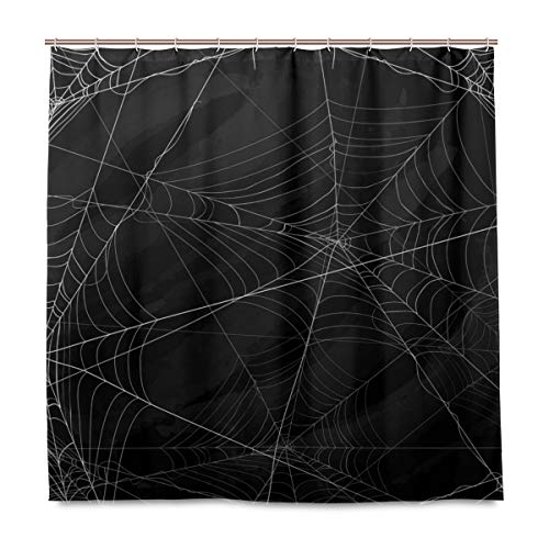 Rootti Duschvorhang mit Spinnennetz-Muster, Polyestergewebe, wasserdicht, schimmelresistent, Badezimmer-Vorhänge mit gratis Haken, Vorhang-Set, Heimdekoration, 152 x 182 cm von Rootti