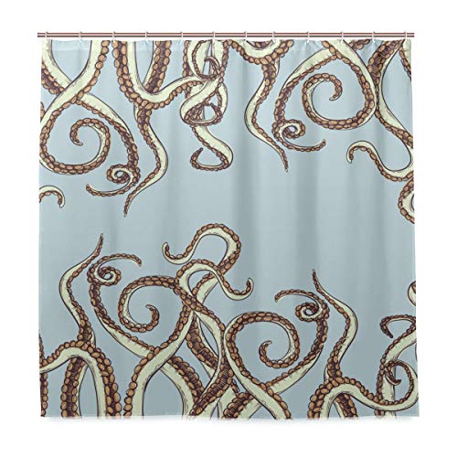 Rootti Lustiger Oktopus Tentakel Duschvorhang Badezimmer Vorhänge Polyester Stoff Wasserdicht Schimmelresistent Mit Gratis Haken Vorhang Heimdekoration 66 X 72 Zoll (167 X 182 cm) von Rootti