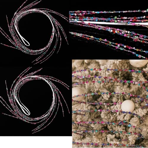 Roowest Glitzer-Weihnachtsgirlande, bunt, Weihnachtsbaumschmuck, Kranz, DIY, Haustür, Tafelaufsatz, Kaminsims, Fenster, Heimdekoration, 2 Stück Roowest Glitzer-Weihnachtsgirlande, bunt, Weihnachtsbaumschmuck, Kranz, DIY, Haustür, Tafelaufsatz, Kaminsims, Fenster, Heimdekoration, 2 Stück von Roowest