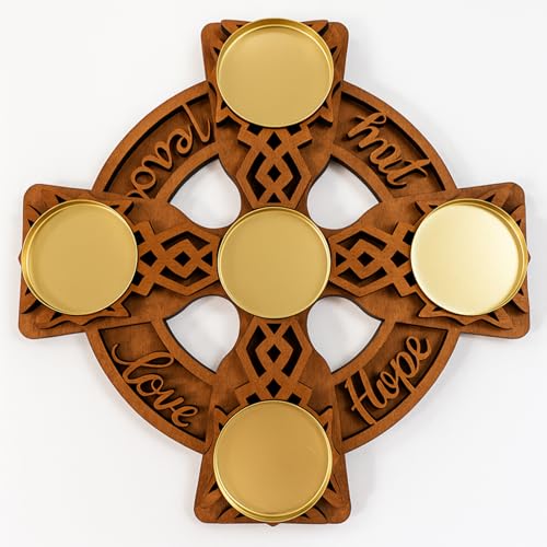 Roowest Weihnachtskranz-Kerzenhalter aus Holz, handgeschnitzt, mit keltischem Knoten, für Weihnachtskerzen, Tafelaufsatz, Dekoration, religiöses Geschenk Roowest Weihnachtskranz-Kerzenhalter aus Holz, handgeschnitzt, mit keltischem Knoten, für Weihnachtskerzen, Tafelaufsatz, Dekoration, religiöses Geschenk von Roowest