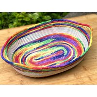 Regenbogen Oval Seil Korb von RopeBowlsbyAmyB