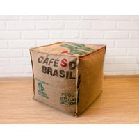 Top "Sit Well' - Jute-Hocker Aus Kaffeesack Genäht, Nur Sitzsack-Deckel. Rustikaler Zero Waste Ottomane & Zusätzliche Sitzfläche von Ropelampidea