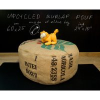 Upcycling Möbel Jute Pouf Rustikaler Und Ländlicher Runder Hocker Aus Jutesack Zero Waste Nur Abdeckung von Ropelampidea