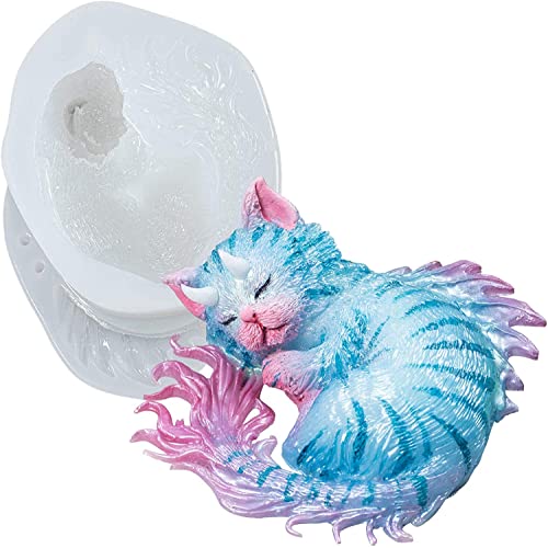 Schlafende Teufelkatze Silikonform Epoxidharz-Formen Backform Katze Silikonform,Kuchenaufsatz,Schokolade,Figur,DIY Handwerk,Seife Kerze handgefertigte Formen von Ropniik