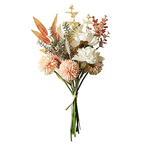 Roqueen Künstliche Blumen Gefälschte Seide Blume Strauß für Heim Anordnung Hochzeit Party Tisch Kernstück Dekoration (Champagner) von Roqueen