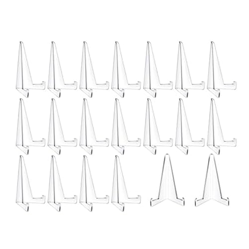 Rordigo 20 Stück Dreieckige Acryl-Staffeleien zum Ausstellen Von Mini-Bilderrahmen, Plattenhalter, Fotohalter, Einfach zu Bedienen, Höhe 86 mm von Rordigo