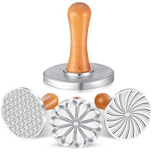 Rordigo 3 Stück Keksstempel, Ausstechform aus Metall mit Holzgriff zum Backen von Kuchen, Gebäckausstecher, Kekspresse zum Backen von Rordigo