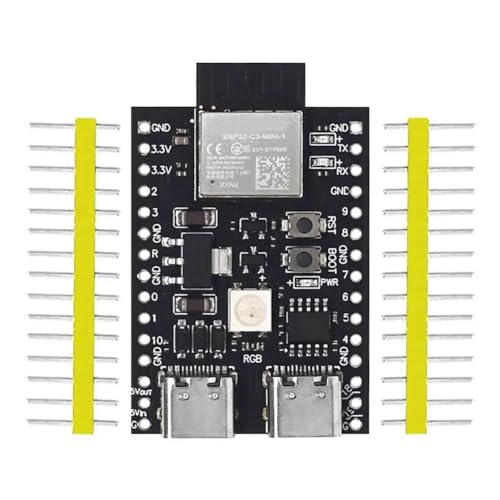 Rordigo ESP32-C3 Entwicklungsboard Dual Typ-C WiFi Bluetooth BLE5.0 DevKitM-1 Kernplatine ESP32C3 Modul Schwarz PCB 1 Stück Rordigo ESP32-C3 Entwicklungsboard Dual Typ-C WiFi Bluetooth BLE5.0 DevKitM-1 Kernplatine ESP32C3 Modul Schwarz PCB 1 Stück von Rordigo