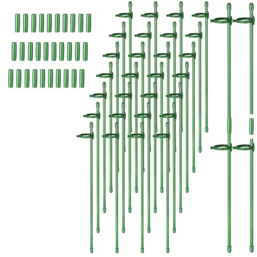 Rordigo Verstellbare Pflanzenstützpfähle für Den Garten, Einzelne Stängelstützpfähle, Pflanzenkäfig-Stützringe mit Pflanzenklammern, 60 Stück von Rordigo