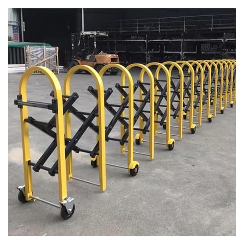 Ausziehbares Barrikadentor Aus Metall, Ausziehbare Metallbarrikade, mobile einziehbare Sicherheitsbarriere mit Rädern – Einfahrts-Trenntor(Yellow,0.9x9m) von RoroCove