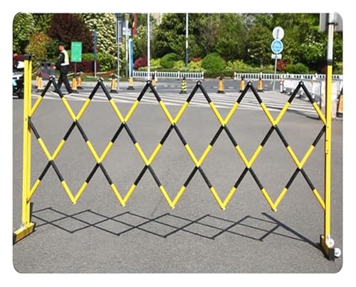 Ausziehbares Barrikadentor Aus Metall, Erweiterbare mobile Barrikade, einziehbarer Verkehrszaun aus Metall auf Rädern, flexible Absperrungen zur Kontrolle von Menschenmengen(Yellow Black,1x2.5m) von RoroCove