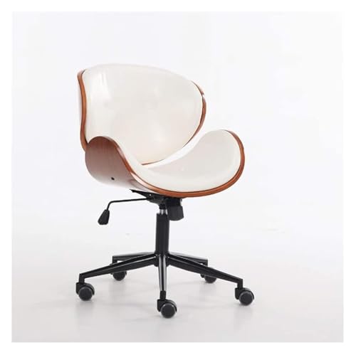 RoroCove Bürostuhl,Computerstuhl, Bürostuhl Computerstuhl Massivholz Büro Schreibtischstuhl Chefstuhl Armloser Hebe-Drehstuhl(Brown White) von RoroCove