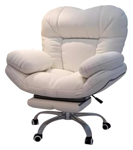 RoroCove Bürostuhl,Computerstuhl, Liegestuhl Home Office Schreibtischstühle Spiel Rückenlehne Lift Lazy Sofa for Wohnzimmer Gaming-Stühle(Beige with Footrest) von RoroCove