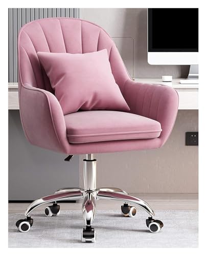 RoroCove Bürostuhl,Computerstuhl, Moderner Bürostuhl aus grauem Samt mit mittelhoher Rückenlehne, höhenverstellbarer Armlehne, konisches Bein, solides Muster(Pink) von RoroCove