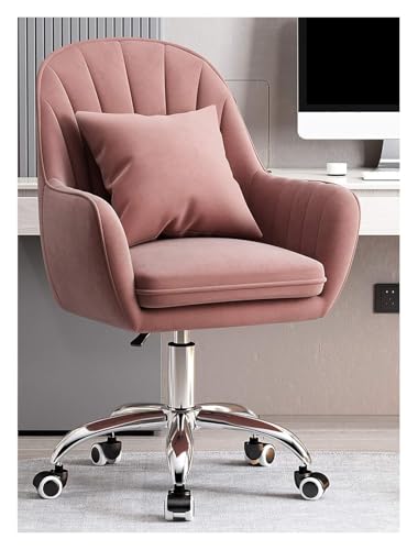 RoroCove Bürostuhl,Computerstuhl, Moderner Bürostuhl aus grauem Samt mit mittelhoher Rückenlehne, höhenverstellbarer Armlehne, konisches Bein, solides Muster(Pink 1) von RoroCove
