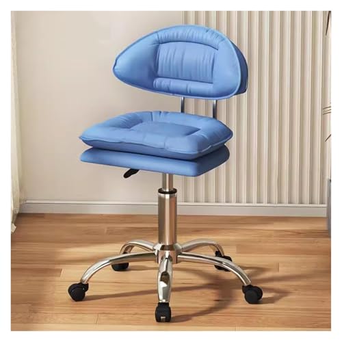 RoroCove Bürostuhl,Computerstuhl, Schreibtischstuhl mit mittlerer Rückenlehne, Home-Office-Stuhl mit Rollen, Leder-Computerstuhl mit Schwammsitz(Light Blue) von RoroCove