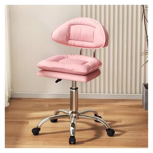 RoroCove Bürostuhl,Computerstuhl, Schreibtischstuhl mit mittlerer Rückenlehne, Home-Office-Stuhl mit Rollen, Leder-Computerstuhl mit Schwammsitz(Pink) von RoroCove