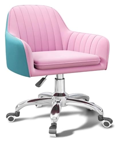 RoroCove Bürostuhl,Computerstuhl, Stuhl Home-Office-Stuhl Gepolsterter Drehstuhl Computer-Arbeitsstuhl Verstellbarer Schreibtischstuhl mit Lenkrollen(Pink+Blue) von RoroCove