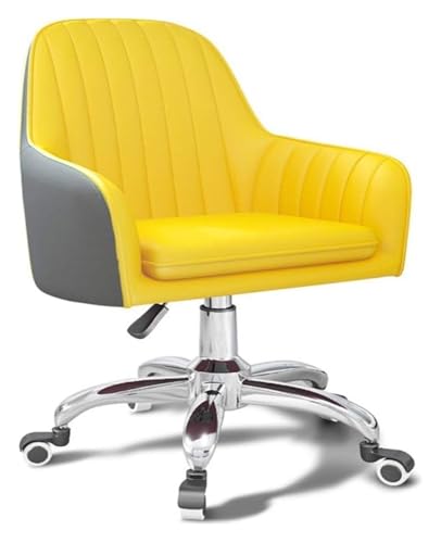 RoroCove Bürostuhl,Computerstuhl, Stuhl Home-Office-Stuhl Gepolsterter Drehstuhl Computer-Arbeitsstuhl Verstellbarer Schreibtischstuhl mit Lenkrollen(Yellow+Grey) von RoroCove