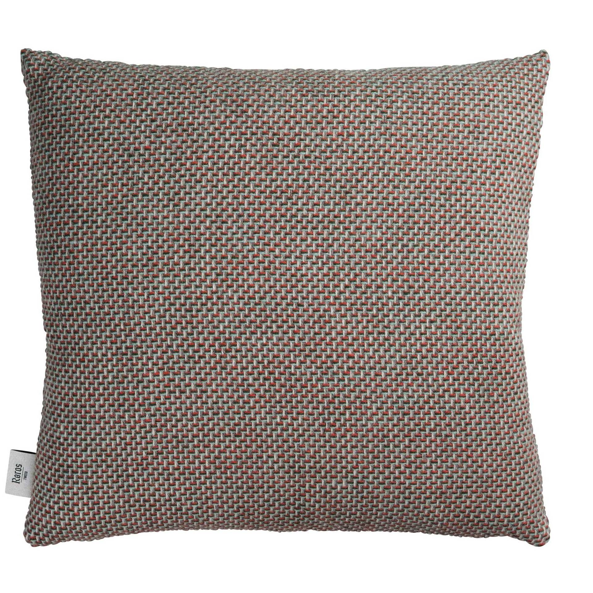 Roros Tweed - Una Kissen 50x50cm - grün, rot/BxH 50x50cm/Füllung 100% kleine Entenfedern von Roros Tweed