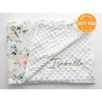Babydecke Gestickte Rose Personalisierte Minky Lovey von Rosanbella
