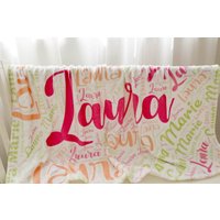 Personalisierte Baby Name Decke, Baby-Dusche-Geschenk, Blumen Mädchen Junge Geschenk Floral von Rosanbella