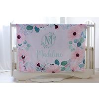 Personalisierte Baby Name Decke, Baby-Dusche-Geschenk, Empfangen Floral Blanekt, Baby-Mädchen-Geschenk. Mädchen Decke Blumen von Rosanbella