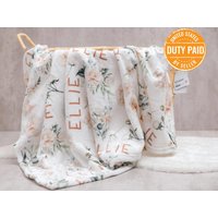 Personalisierte Minky Baby-Decke Rosa Rosen-Blumen-Überwurf von Rosanbella