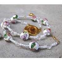 Kurzer Rosenkranz Zum Aufhängen Mit Weißem Cloisonne von RosaryDivine