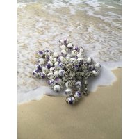 Lila Blumenkeramik Rosenkranz Mutter & Kind Herzstück von RosaryHearthandHome