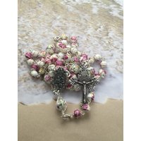Neue Mama Rosenkranz Draht Gewickelt Rosa Blumen Keramik Perlen von RosaryHearthandHome