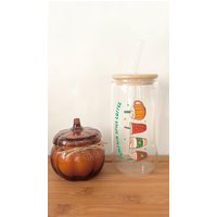 Trinkglas | Glasbecher Pumpkin Spice Herbst Libbey-Glas Bambusdeckel Mit Strohhalm Glas Can Trinkglas | Glasbecher Pumpkin Spice Herbst Libbey-Glas Bambusdeckel Mit Strohhalm Glas Can von RosasUniqueHandcraft