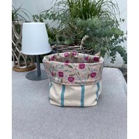 Utensilo „streifen-Blumen" Brotkorb, Aufbewahrung, Korb, Körbchen, Handmade von RosaundRobert