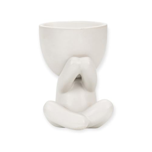 Blumentopf Figur Mensch – Lustiger Übertopf mit Gesicht & Armen – Sukkulenten Pflanzgefäß – Deko für Wohnzimmer, Büro, Badezimmer, Garten und Balkon – Geschenkidee für Pflanzenfreunde (Weiß-B) von Rosberger Pflaster