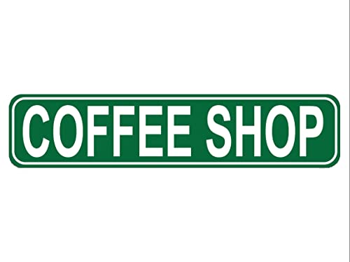 Coffee Shop Straßenschild, hochwertiges Metallschild, Café-Schild für Bauernhaus, Garage, Wanddekoration, Blechschild, 40,6 x 10,2 cm von Roscan