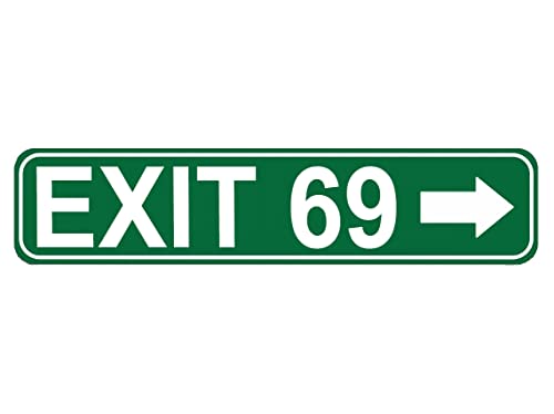 Exit 69 Straßenschild, hochwertiges Metallschild, Exit 69, Schild für Bauernhaus, Garage, Wanddekoration, Blechschild, 40,6 x 10,2 cm von Roscan