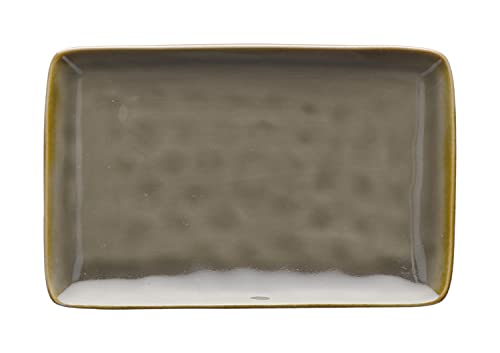 Teller rechteckig Steingut Servierplatte Eckig Platte CONCERTO GRIGIO TORTORA Grau 20 x 13 cm von Rose Tulipani