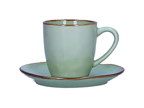 Set Espressotasse mit Untertasse Concerto Espresso Tasse italienisch Steinzeug mediterraner Italien Retro Stil 90ml (Te Verde/Grün) von Rose e Tulipani