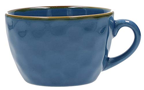 Große Tasse Frühstückstasse 420 mlrustikaler mediterraner retro Stil Becher Tasse Kaffeetasse Concerto Blue Avio Blau von Rose e Tulipani