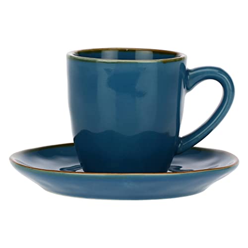 Set Espressotasse mit Untertasse Espresso Tasse Steingut 90ml Concerto BLU AVIO Blau von ROSE & TULIPANI MILANO