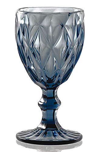 ROSE & TULIPANI MILANO Vintage VETRO BLUE DIAMOND Glas blau Weinglas 250 ml Unitable Glas Gläser Weingläser Eisbecher Wasserglas Longdrinkglas Wasserkrug von ROSE & TULIPANI MILANO