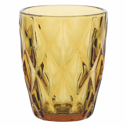 Rose e Tulipani Vintage Wasserglas AMBER DIAMOND TUMBLER BERNSTEIN 270 ml Saftglas Longdrinkglas Unitable italienisch von Rose e Tulipani