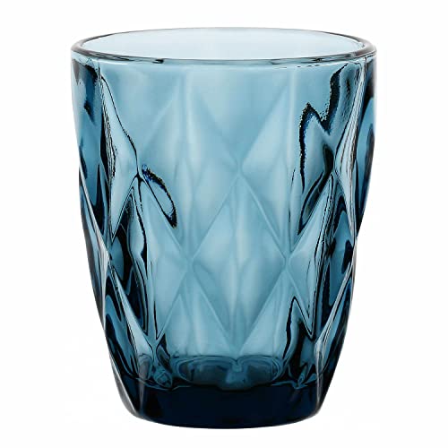 Rose e Tulipani Vintage Wasserglas BLUE DIAMOND TUMBLER Blau 270 ml Saftglas Longdrinkglas Unitable italienisch von Rose e Tulipani