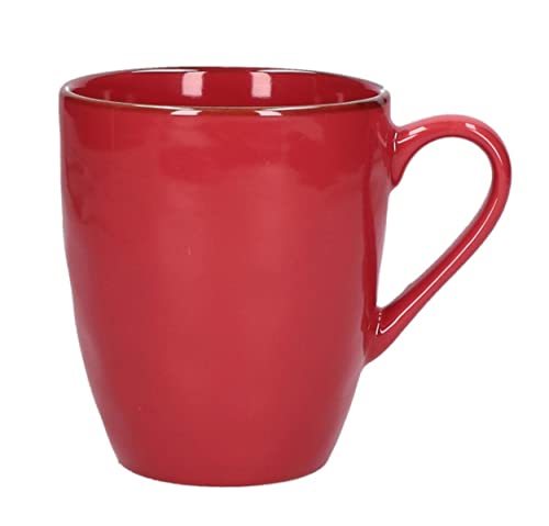 XXL Tasse Becher Caffe Latte Kaffeebecher Vintage Landhausstil Kaffeetasse italienisch Steinzeug 430ml (Corallo/Rot) von Rose e Tulipani